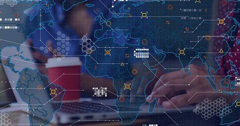 Typing Hands on Laptop with Global Network Overlay for Remote Collaboration and Analytics