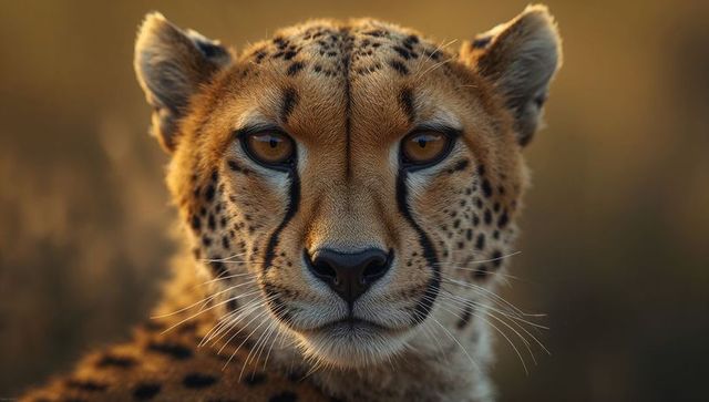 Close-up portrait of majestic cheetah at golden hour