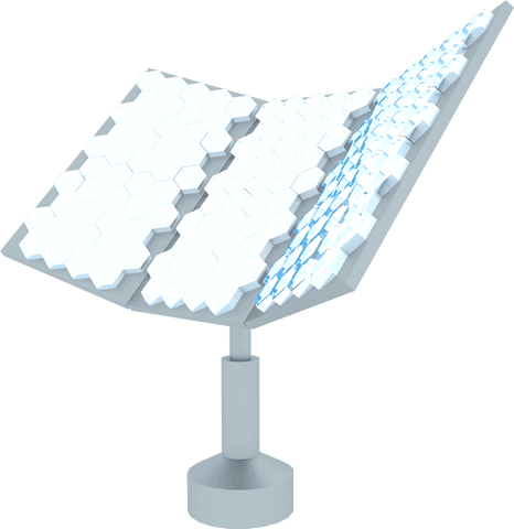 Transparent flexible hexagon solar panel design on stand