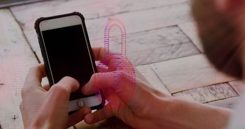 Biometric security concept with smartphone use