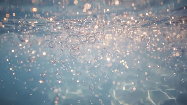 Tranquil water with shimmering air bubbles lighting surface