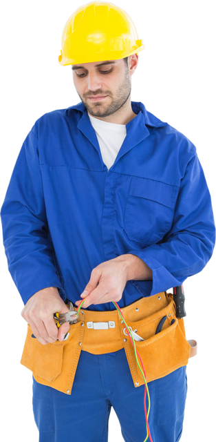 Male Electrician Cutting Wires Transparent Background - Download Free Stock Videos Pikwizard.com