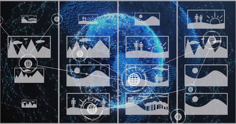 Global AI Network Icons on Digital Globe Background - Download Free Stock Images Pikwizard.com