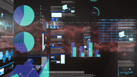 Futuristic Digital Dashboard Display with Data Processing Interface