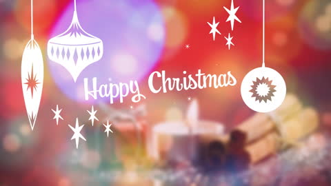 Festive Christmas Greeting with Candles and Ornaments