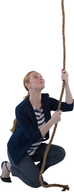 Ambitious Businesswoman Holding Rope, Transparent Background - Download Free Stock Videos Pikwizard.com