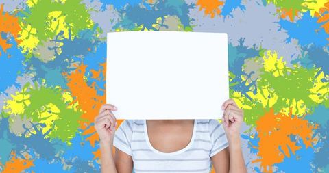 Person Holding Blank Card With Vibrant Paint Background - Download Free Stock Images Pikwizard.com