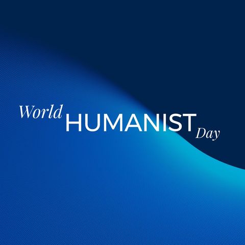 World Humanist Day Celebration on Blue Abstract Design - Download Free Stock Templates Pikwizard.com