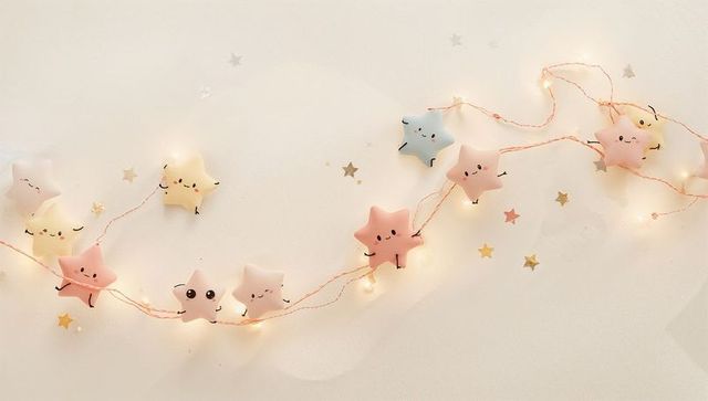 Glowing Pastel Star LED Garland Smiling Faces Warm Micro Lights Nursery Room Decor Kids