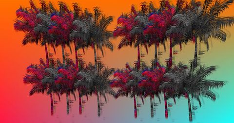 Colorful gradient background with blurred palm trees abstract design