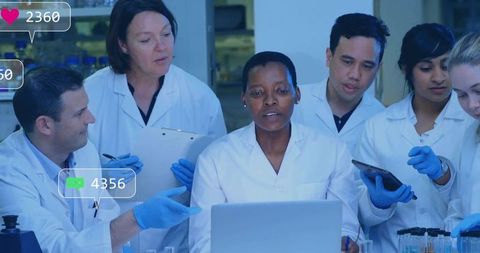 Diverse Team of Scientists Collaborating in Modern Lab Environment