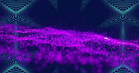 Abstract Neon Particle Wave With Kaleidoscope Lines - Download Free Stock Images Pikwizard.com