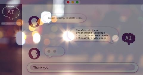 artificial intelligence chat interface concept over cityscape - Download Free Stock Images Pikwizard.com