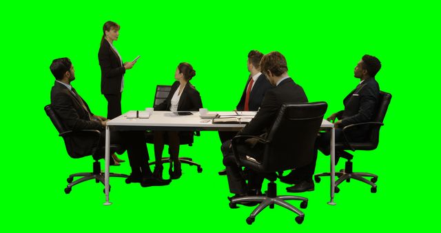 Business Team in Formal Meeting with Green Screen Background - Download Free Stock Images Pikwizard.com