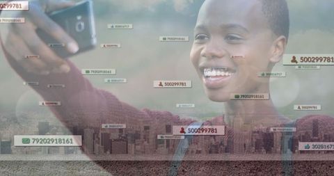 Young Woman Engaging with Digital Technology Overlay Concept