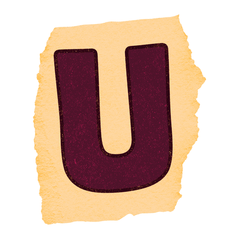 Stylized Flat Design Letter U on Torn Paper Transparent Art