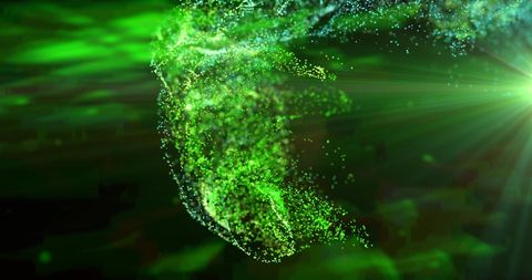 Futuristic Green Particle Cloud with Dynamic Motion