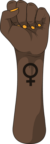 Raised Arm with Feminist Symbol on Transparent Background