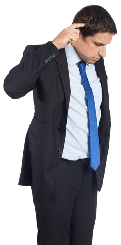 Caucasian Businessman Pointing Isolated on Transparent Background
