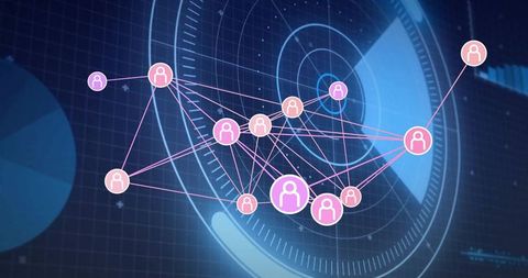 Futuristic Connectivity Network with Digital Avatars and Dashboard Interface