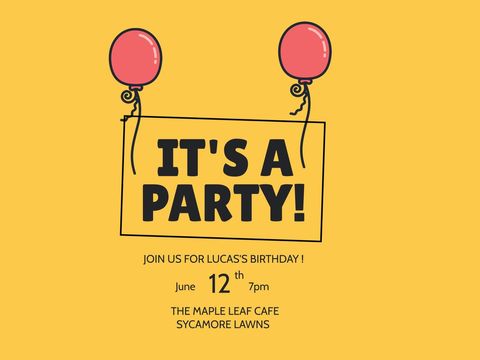 Birthday Party Invitation with Vibrant Balloons and Bold Text