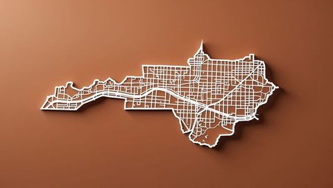 3d urban street network map on terracotta background, knoxville concept