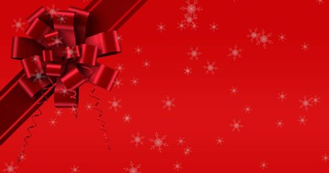 Festive Red Background with Snowflakes and Gift Ribbon - Download Free Stock Images Pikwizard.com