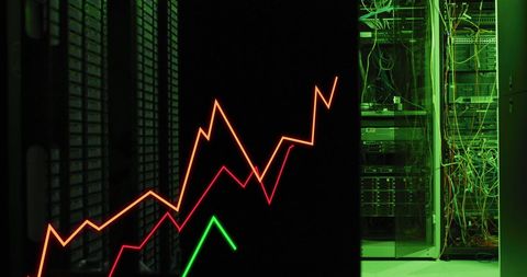 Glowing Data Chart Overlaying Advanced Server Room - Download Free Stock Images Pikwizard.com