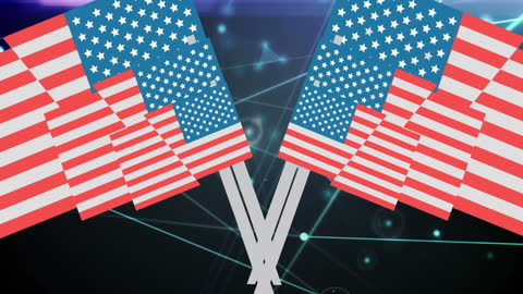 American Flags Overlay with Digital Connection Network