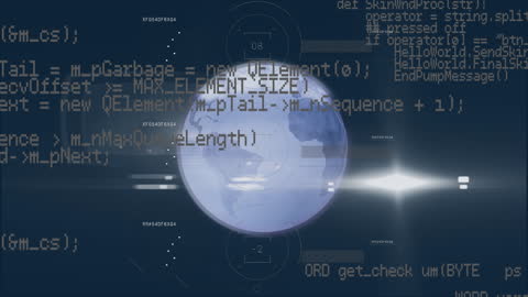 Global Digital Data Processing Animation with Futuristic Globe