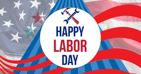 Happy Labor Day Celebration with American Flag Colors