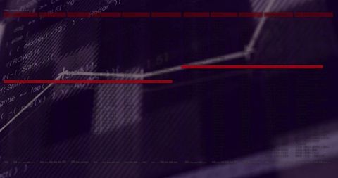 Futuristic Data Analytics Interface Showing Rising Trend Line and Red Alert Bars