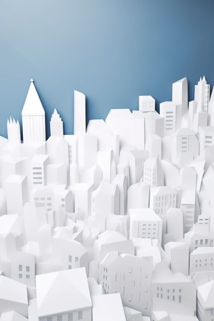 Origami cityscape on blue background, created using generative ai technology - Download Free Stock Photos Pikwizard.com