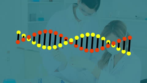 Diverse Scientists Analyzing DNA Strand in Modern Laboratory