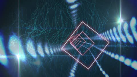 Abstract Tunnel with Geometric Patterns on Futuristic Background