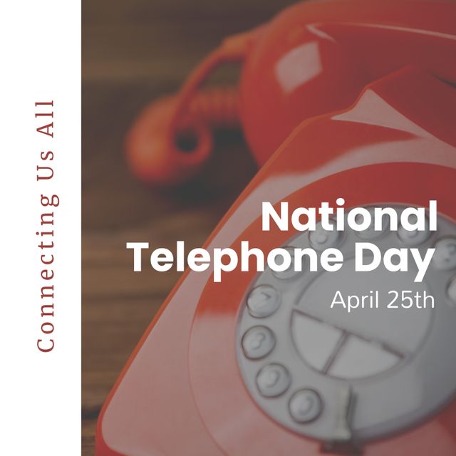 National Telephone Day Celebration with Retro Red Phone - Download Free Stock Templates Pikwizard.com