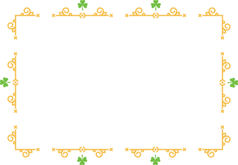 Abstract gold geometric frame with clovers on transparent background