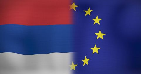 Flags of Serbia and European Union Waving Together - Download Free Stock Images Pikwizard.com