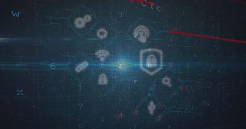 Digital Cybersecurity Concept with Futuristic Icons - Download Free Stock Images Pikwizard.com