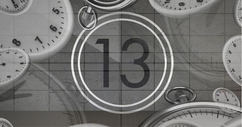 Number 13 Retro Countdown with Antique Clocks and Watches - Download Free Stock Images Pikwizard.com