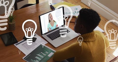Woman Engaging in Video Call from Home Office