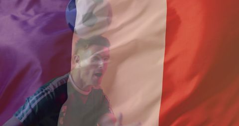 Caucasian Male Soccer Player With French Flag Overlay