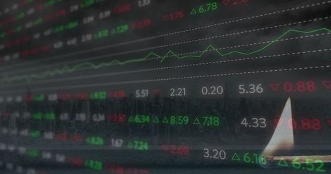 Financial data overlay with lit match for business and risk concept