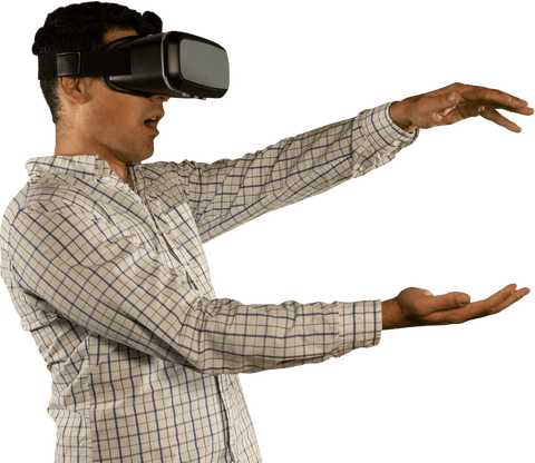 Transparent Virtual Reality Gaming Experience with Multi-Ethnic Male - Download Free Stock Videos Pikwizard.com
