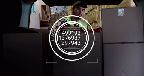 Caucasian Worker in Warehouse with Digital Data Overlay - Download Free Stock Images Pikwizard.com