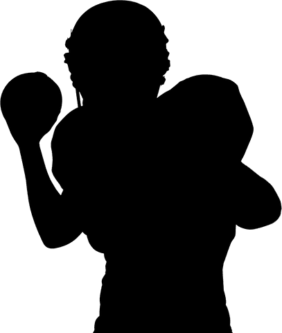 Transparent football player throwing ball silhouette
