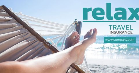 person relaxing in hammock by beach promoting travel insurance - Download Free Stock Templates Pikwizard.com
