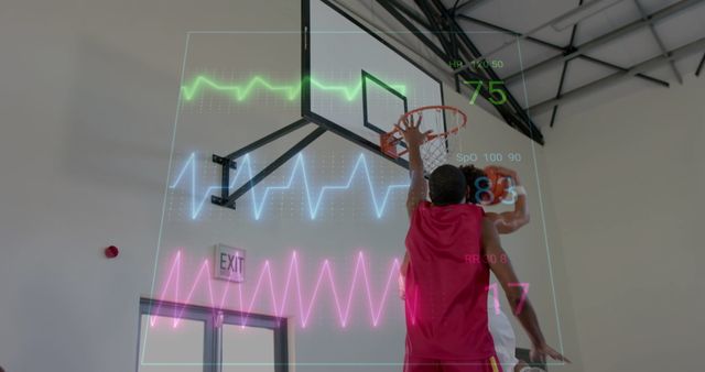 Basketball Players Engaged with Digital Data Overlay - Download Free Stock Images Pikwizard.com