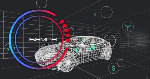 futuristic digital car interface with speedometer and tech icons - Download Free Stock Images Pikwizard.com