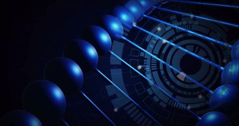 Futuristic dna analysis with digital interface background